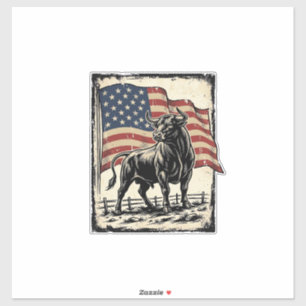 Sticker Conception de chemise Western Vintage Bull Drapeau