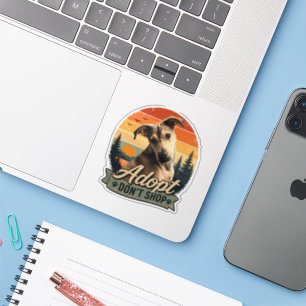 Sticker Conception de chien de sauvetage vintage Adoptez,