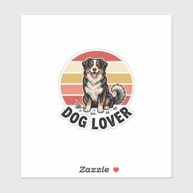 Sticker Conception de coucher de soleil de chien mignon gr (Feuille)