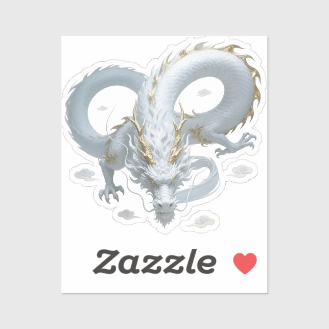 Sticker Conception de fantasy artistique de dragon en or b (Feuille)