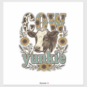 Sticker Conception de ferme de tournesol Yunkie vache vint