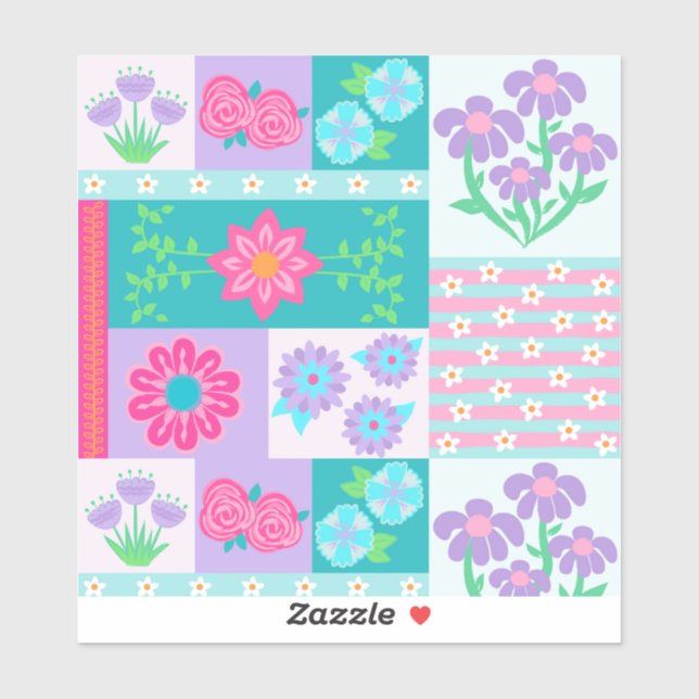Sticker Conception de fleurs vibrantes en fleurs (Feuille)
