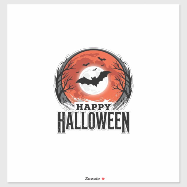Sticker Conception de gravure de chauve-souris de lune d'H (Feuille)