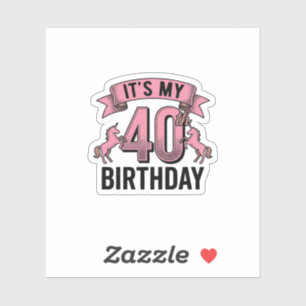 Sticker Conception de gravure vintage de licorne pour 40e