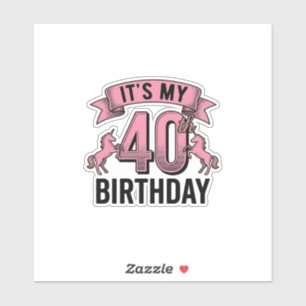 Sticker Conception de gravure vintage de licorne pour 40e