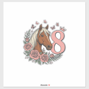 Sticker Conception de gravure vintage florale pour le 8e a