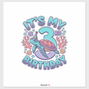 Sticker Conception de gravure vintage tortue 3e anniversai