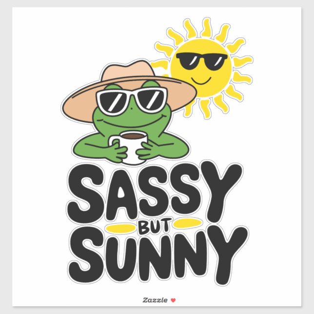 Sticker Conception de grenouille Sassy mais Sunny - Drôle  (Feuille)