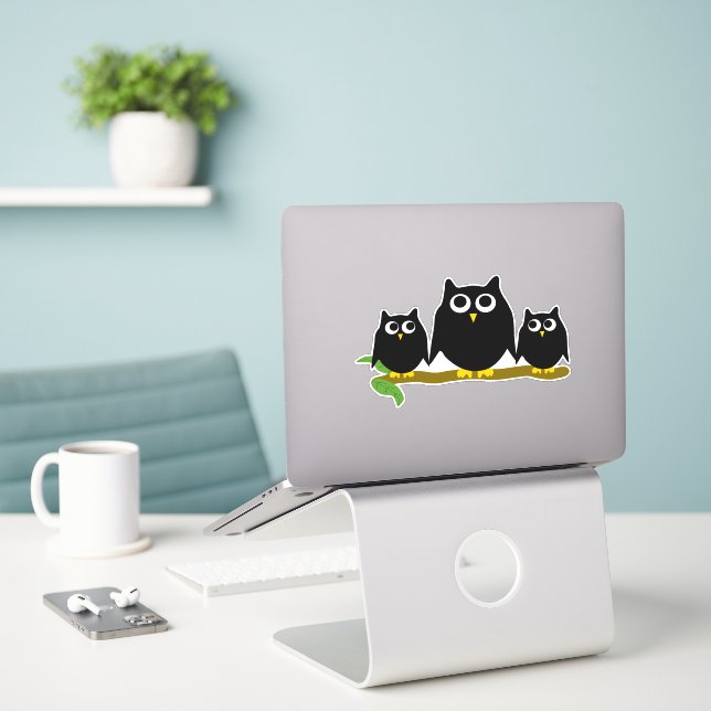 Sticker Conception de hiboux noirs (Ordinateur portable sur le bureau)