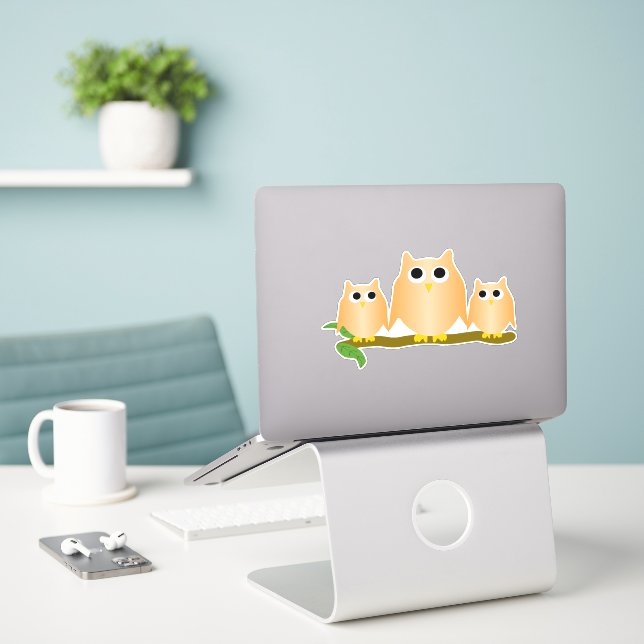 Sticker Conception de hiboux orange (Ordinateur portable sur le bureau)