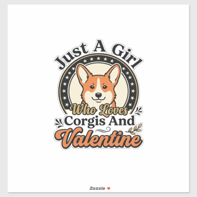Sticker Conception de la Saint-Valentin Corgi pour les ama (Feuille)