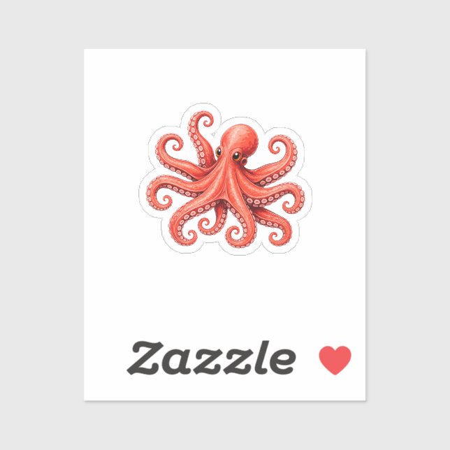 Sticker Conception de la vie marine de l'octopus océan (Feuille)