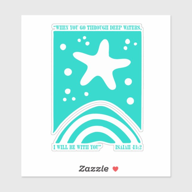 Sticker Conception de l'étoile de mer chrétienne Quand vou (Feuille)