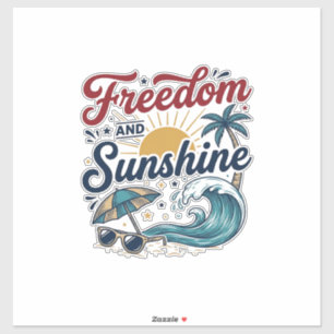 Sticker Conception de maillot de plage vintage Liberté Et 