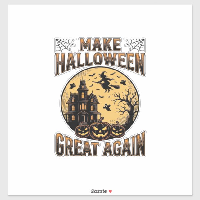 Sticker Conception de maison hantée Halloween Vintage Grea (Feuille)