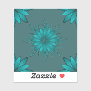 Sticker Conception de mandala à feuilles sarcelles sur fon