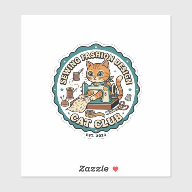Sticker Conception de mode de couture Chat Cadeau pour ama (Feuille)