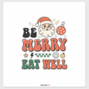 Sticker Conception de Noël soyez joyeux mangez bien Santa