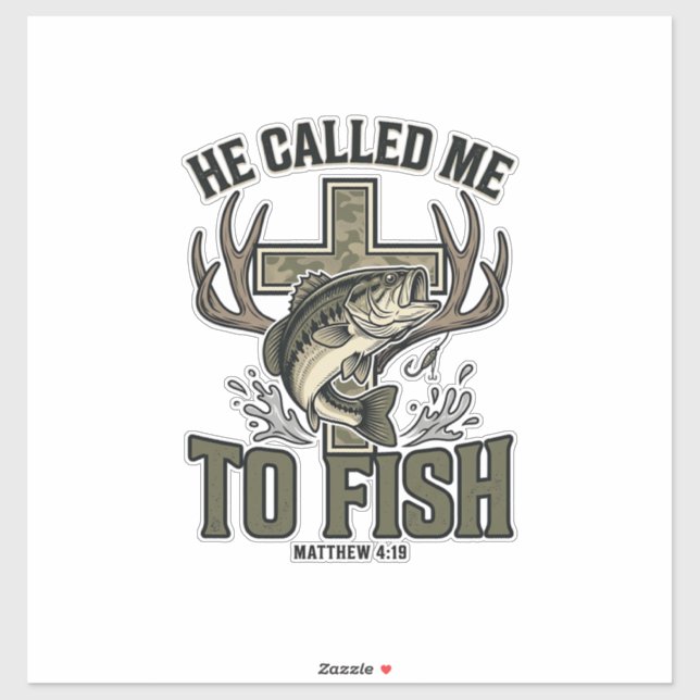 Sticker Conception de pêche chrétienne Il m'a appelé à pêc (Feuille)
