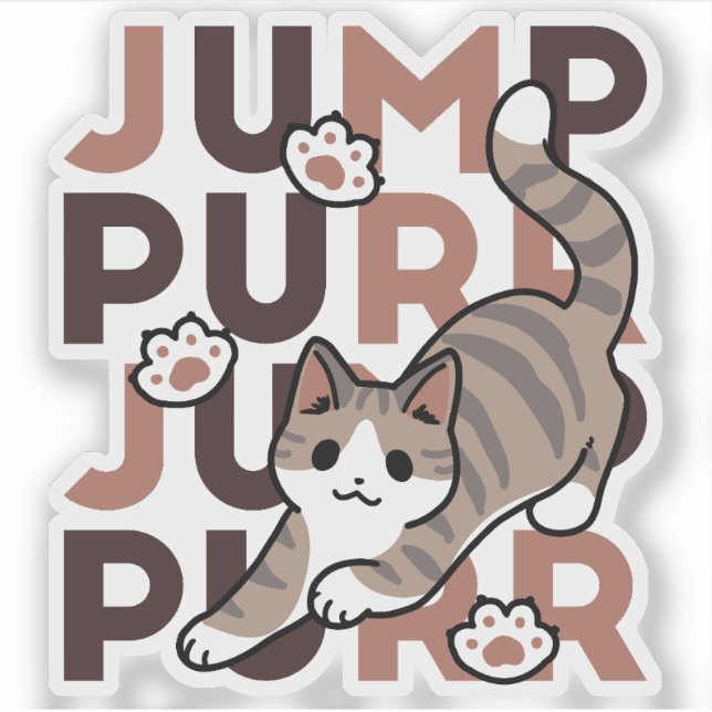 Sticker Conception de saut de chat - Artwork de purr de sa (Devant)