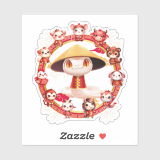 Sticker Conception de serpent du Nouvel An chinois 3