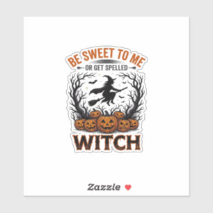 Sticker Conception de sorcière d'Halloween Sois gentil ou