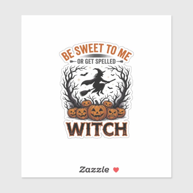 Sticker Conception de sorcière d'Halloween Sois gentil ou  (Feuille)