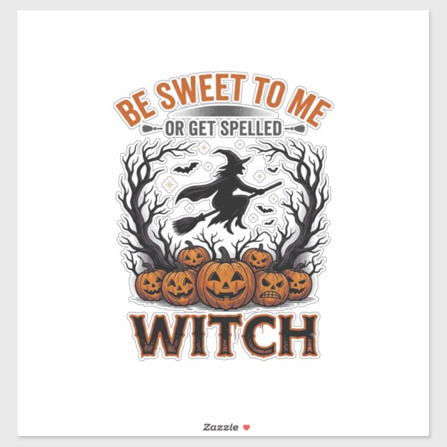 Sticker Conception de sorcière d'Halloween Sois gentil ou  (Feuille)
