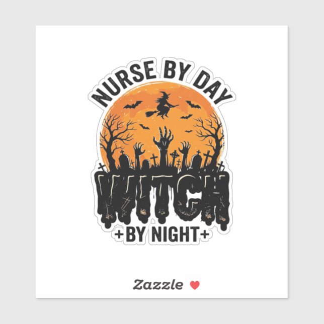 Sticker Conception de sorcière infirmière vintage Hallowee (Feuille)