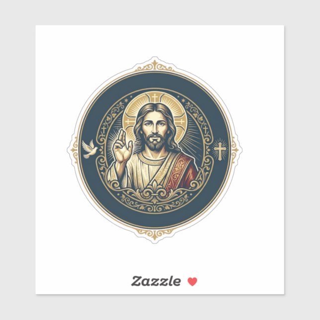 Sticker Conception de T-Shirt Art iPad Jésus Artiste Numér (Feuille)