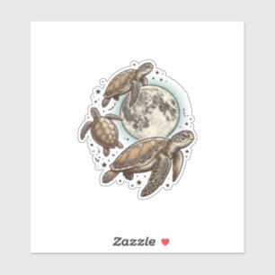 Sticker Conception de T-shirt avec gravure de tortue marin
