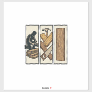 Sticker Conception de T-Shirt avec Gravure d'Outils de Men