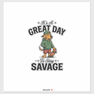Sticker Conception de T-Shirt avec Gravure Vintage Savage
