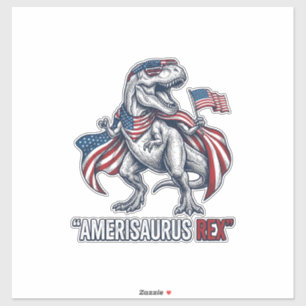 Sticker Conception de T-shirt blanc de T-Rex patriotique A