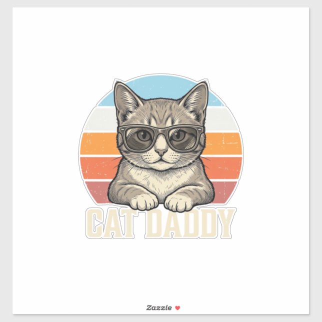 Sticker Conception de T-shirt Chat Daddy Vintage Sunset Co (Feuille)