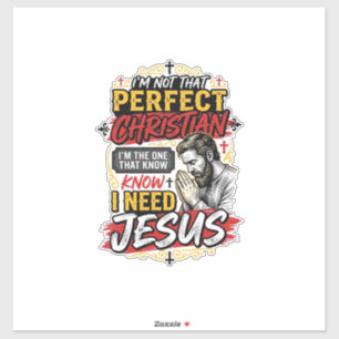 Sticker Conception de T-Shirt chrétien Vintage I Need Jesu