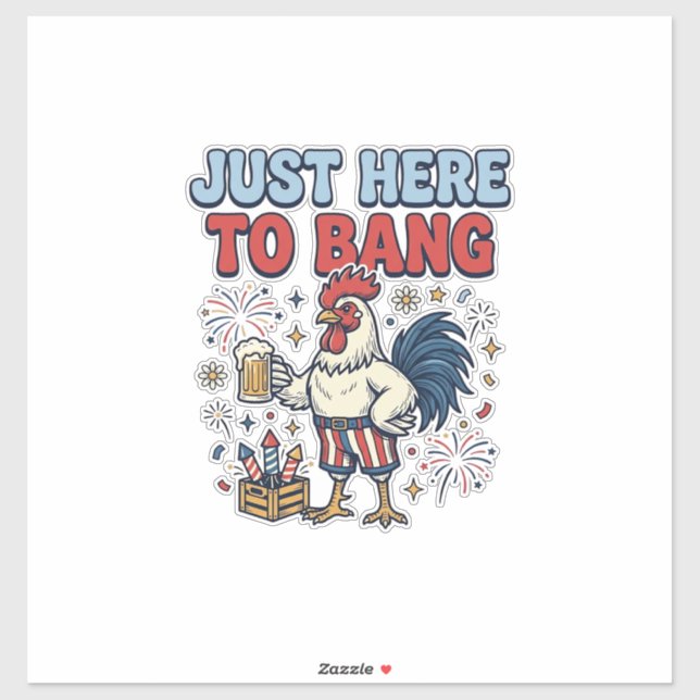 Sticker Conception de T-shirt de Bière Feux d'Artifice Coq (Feuille)