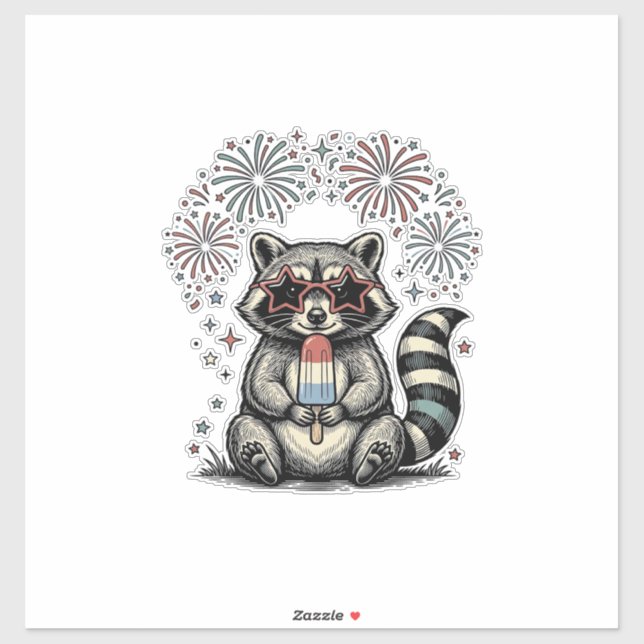 Sticker Conception de T-shirt de Feu d'Artifice de Raton L (Feuille)
