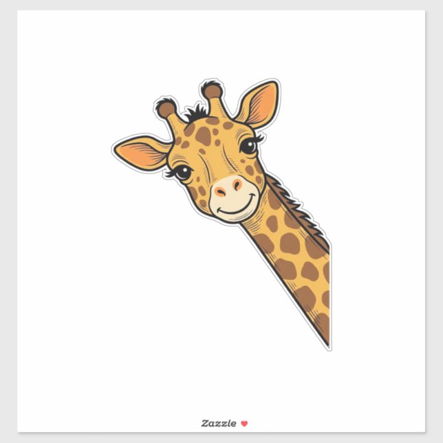 Sticker Conception de T-shirt de girafe qui regarde gravur (Feuille)