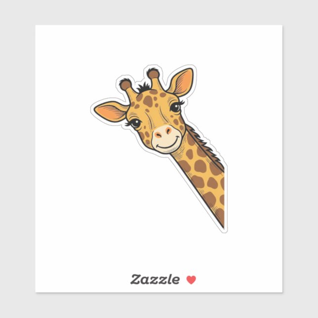 Sticker Conception de T-shirt de girafe qui regarde gravur (Feuille)