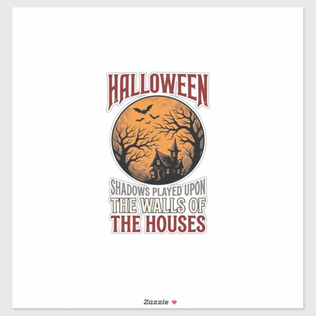 Sticker Conception de T-shirt de Lune de Maison Hantée Hal (Feuille)
