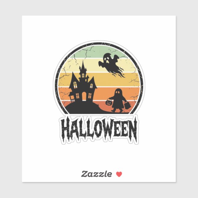 Sticker Conception de T-shirt de maison hantée Halloween S (Feuille)
