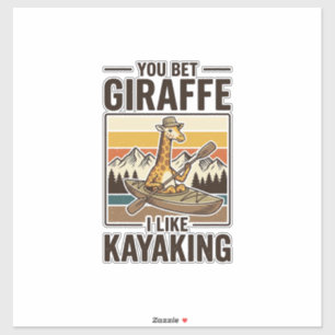 Sticker Conception de T-shirt drôle vintage de kayak giraf