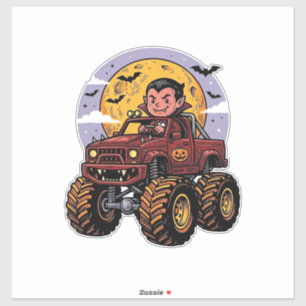 Sticker Conception de T-shirt Halloween de camion monstre 