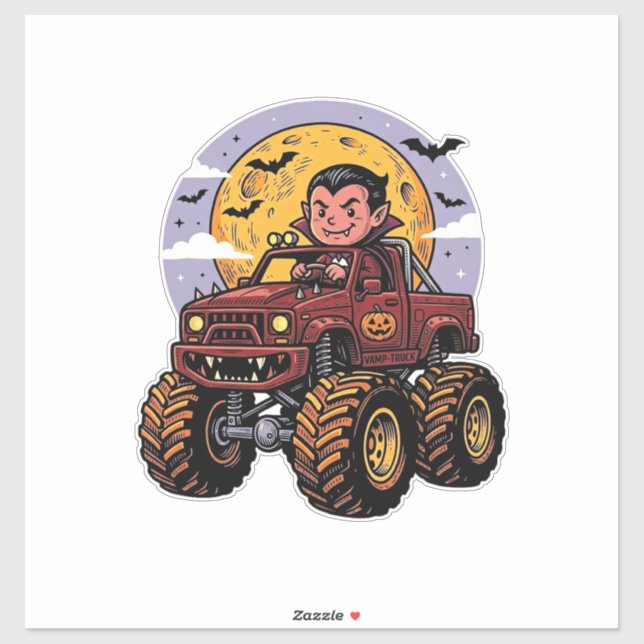 Sticker Conception de T-shirt Halloween de camion monstre  (Feuille)