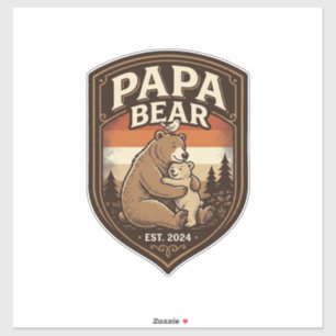 Sticker Conception de t-shirt ours gravure vintage Papa Be