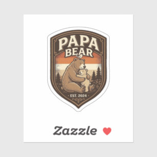 Sticker Conception de t-shirt ours gravure vintage Papa Be