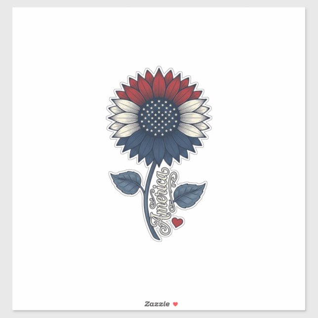 Sticker Conception de T-shirt patriotique Fleur de soleil  (Feuille)