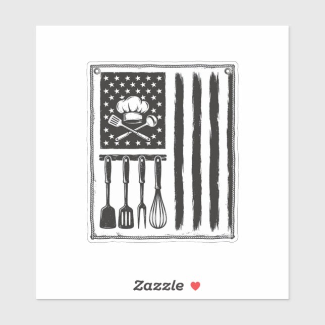 Sticker Conception de T-shirt Ustensiles de Cuisine Drapea (Feuille)