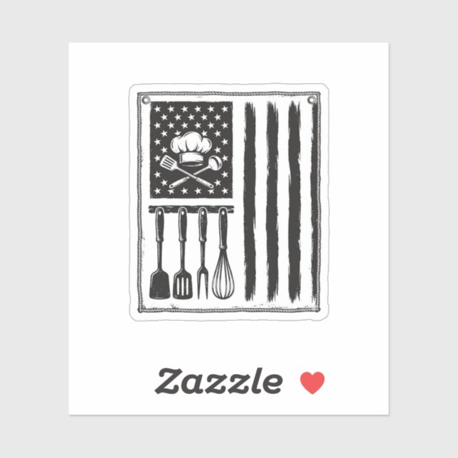 Sticker Conception de T-shirt Ustensiles de Cuisine Drapea (Feuille)